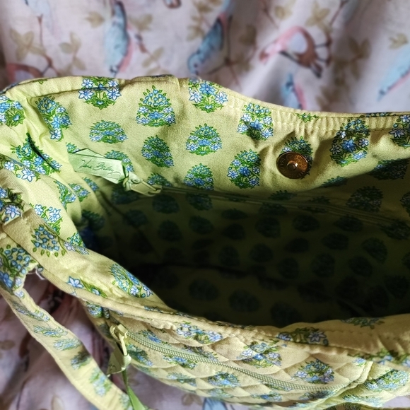 Vera Bradley Citrus Lime Elephant Floral Quilted Tote Handbag Purse FLAW STAINS - Picture 10 of 15